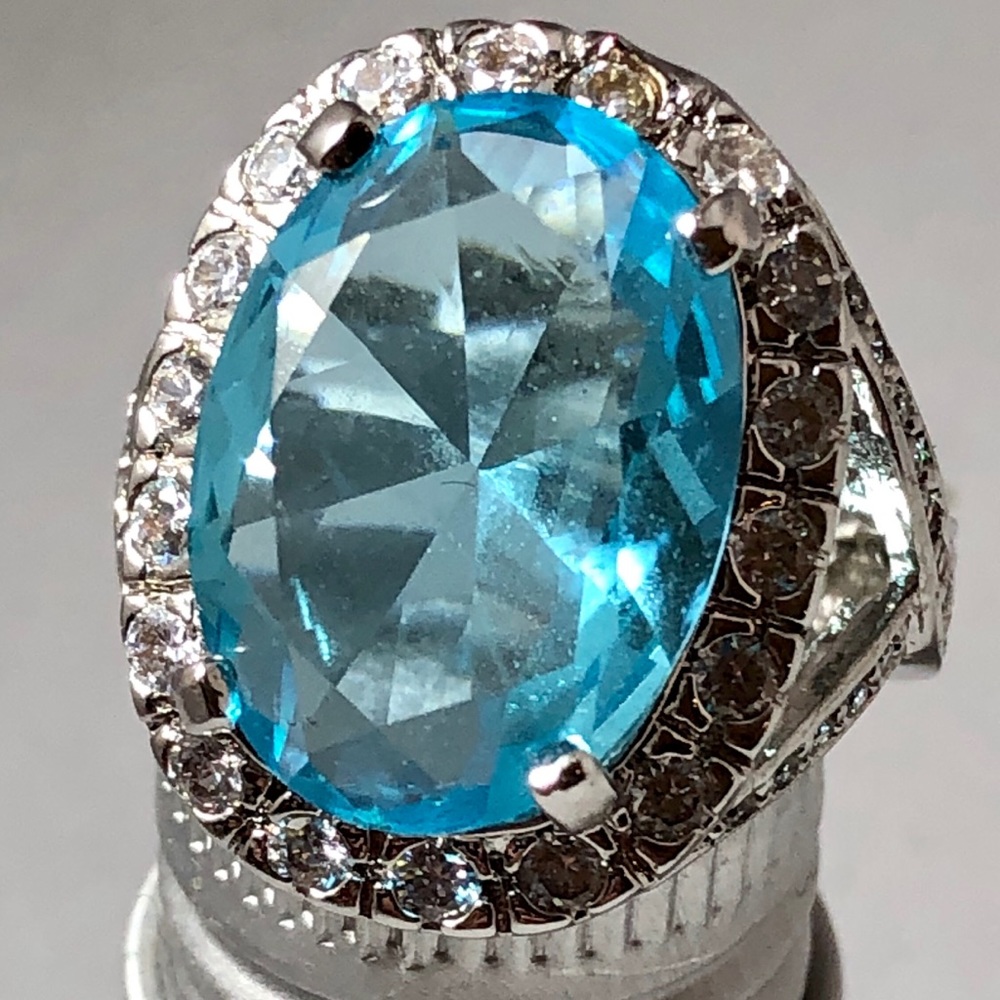 Huge blue stone cocktail ring